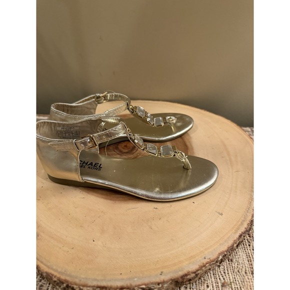 Michael Kors Girls Demi Emila‎ Gold Jeweled Sandals - Picture 6 of 9